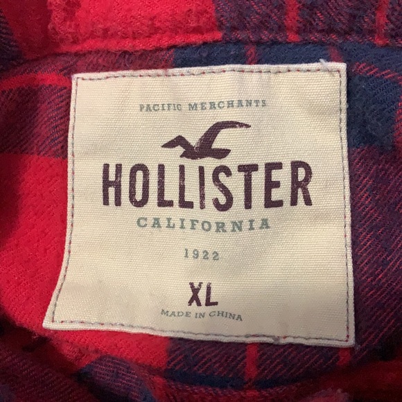 HOLLISTER, Flannel Long Sleeved Top, Red/Black, EXTRA LARGE - Picture 7 of 13